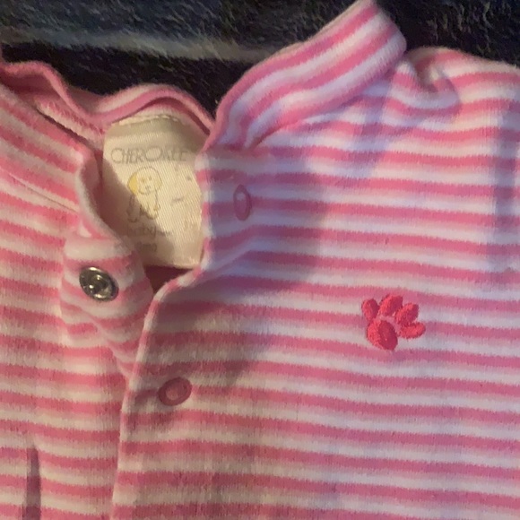 Pink and white Cherokee onesie. Size 3months. Button up. - Picture 2 of 3